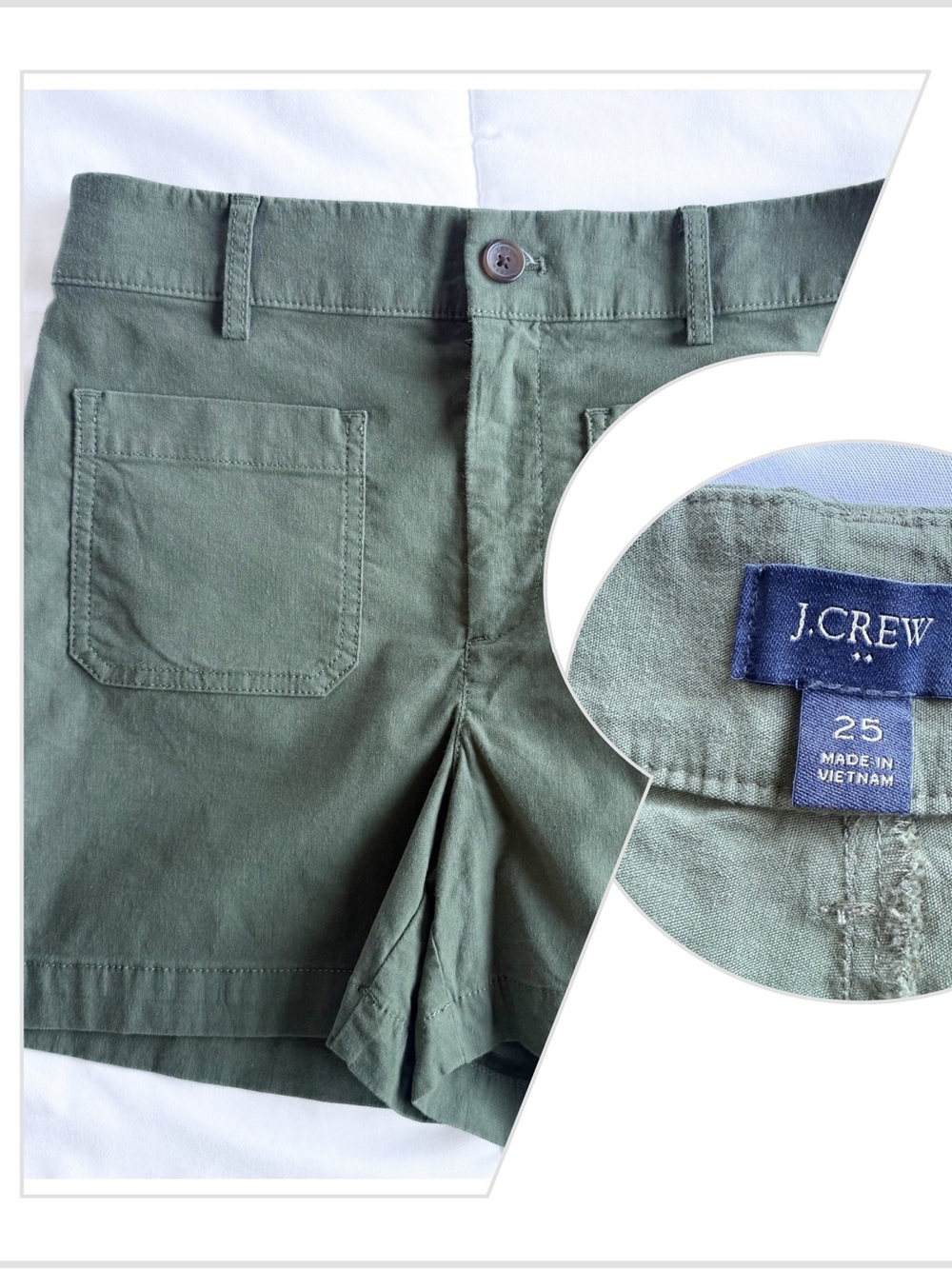 J. Crew High-Waist Shorts in Olive Green Never Worn!